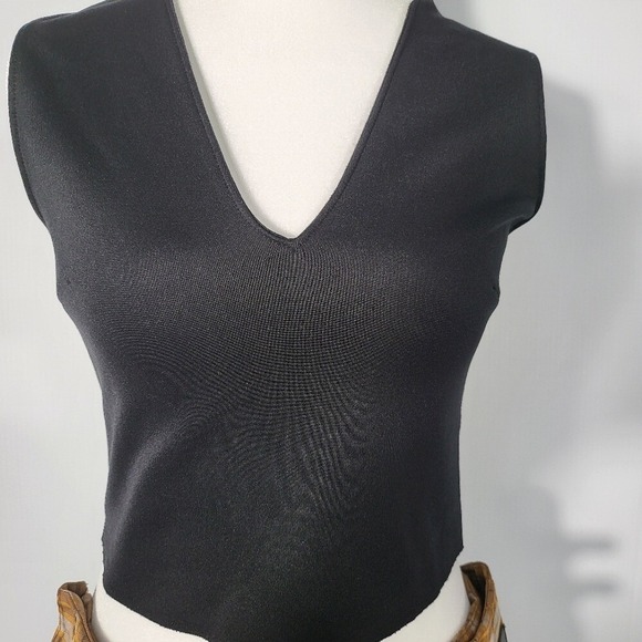 Zara Basic Top V-Neck Sleeveless Fitted Black Tank Top Size Small - Picture 1 of 7
